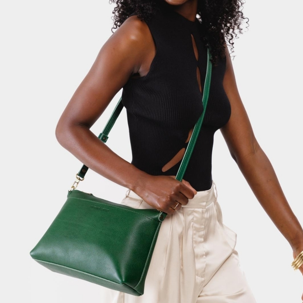 Portland Leather Goods Large Poppy Crossbody Bacalar Green - Picture 2 of 16